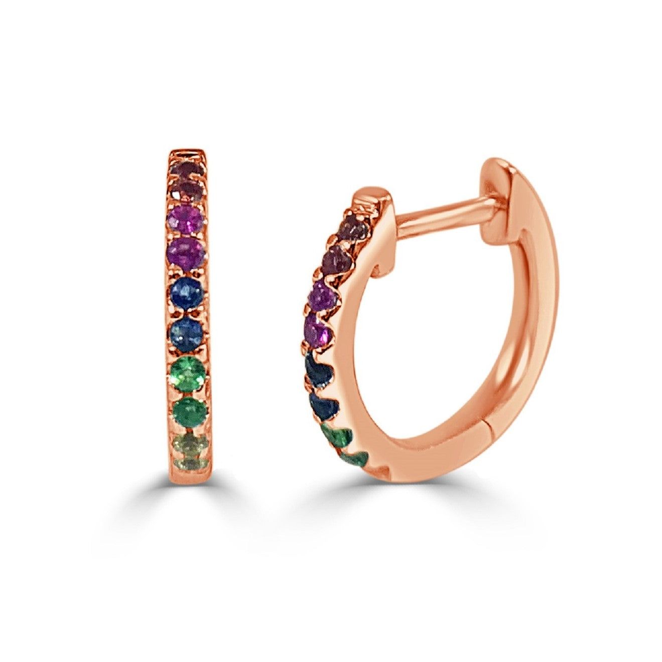 14kt Gold 0.16 CTW Rainbow Sapphire Huggie Earrings