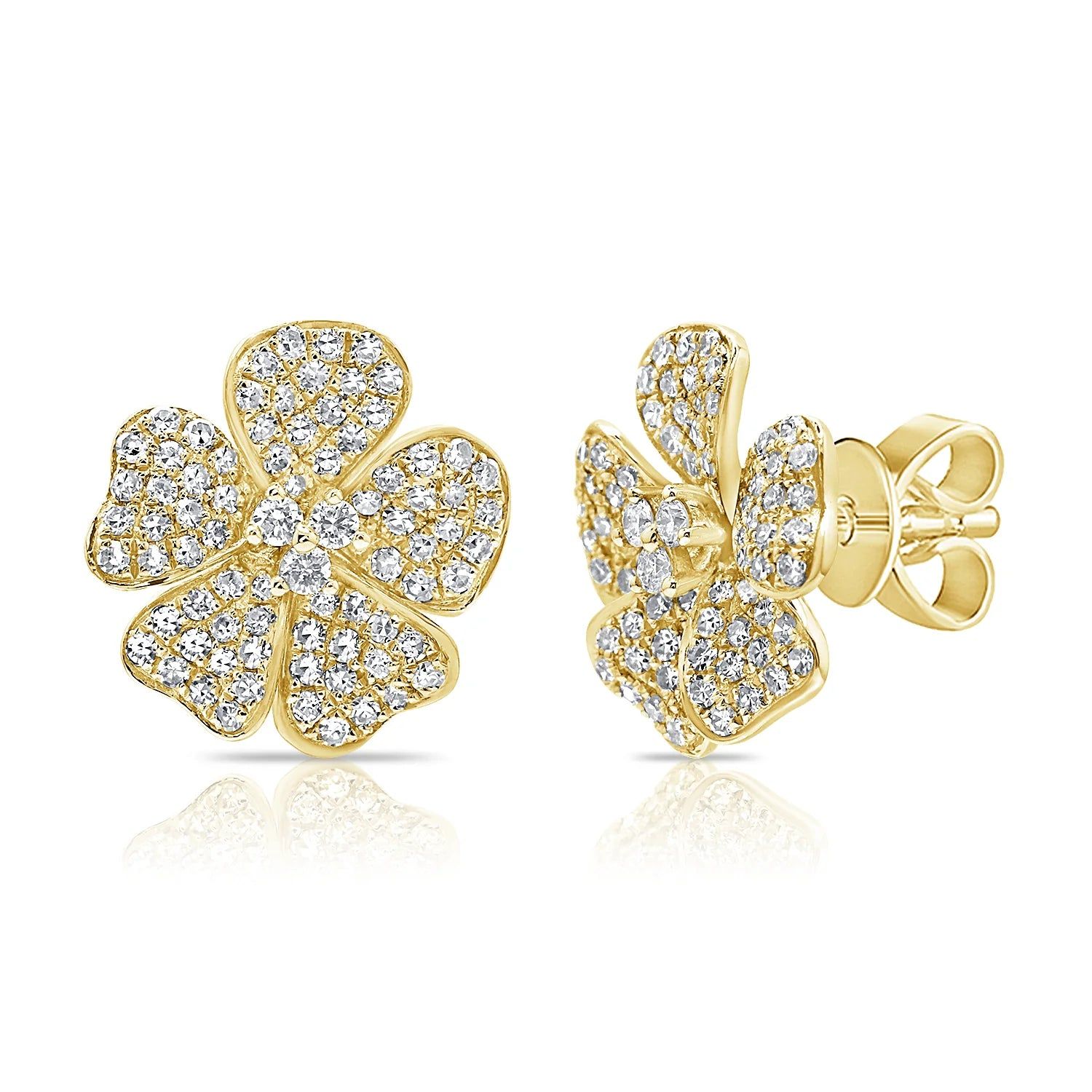 14kt Gold 0.57 CTW Diamond Flower Stud Earrings