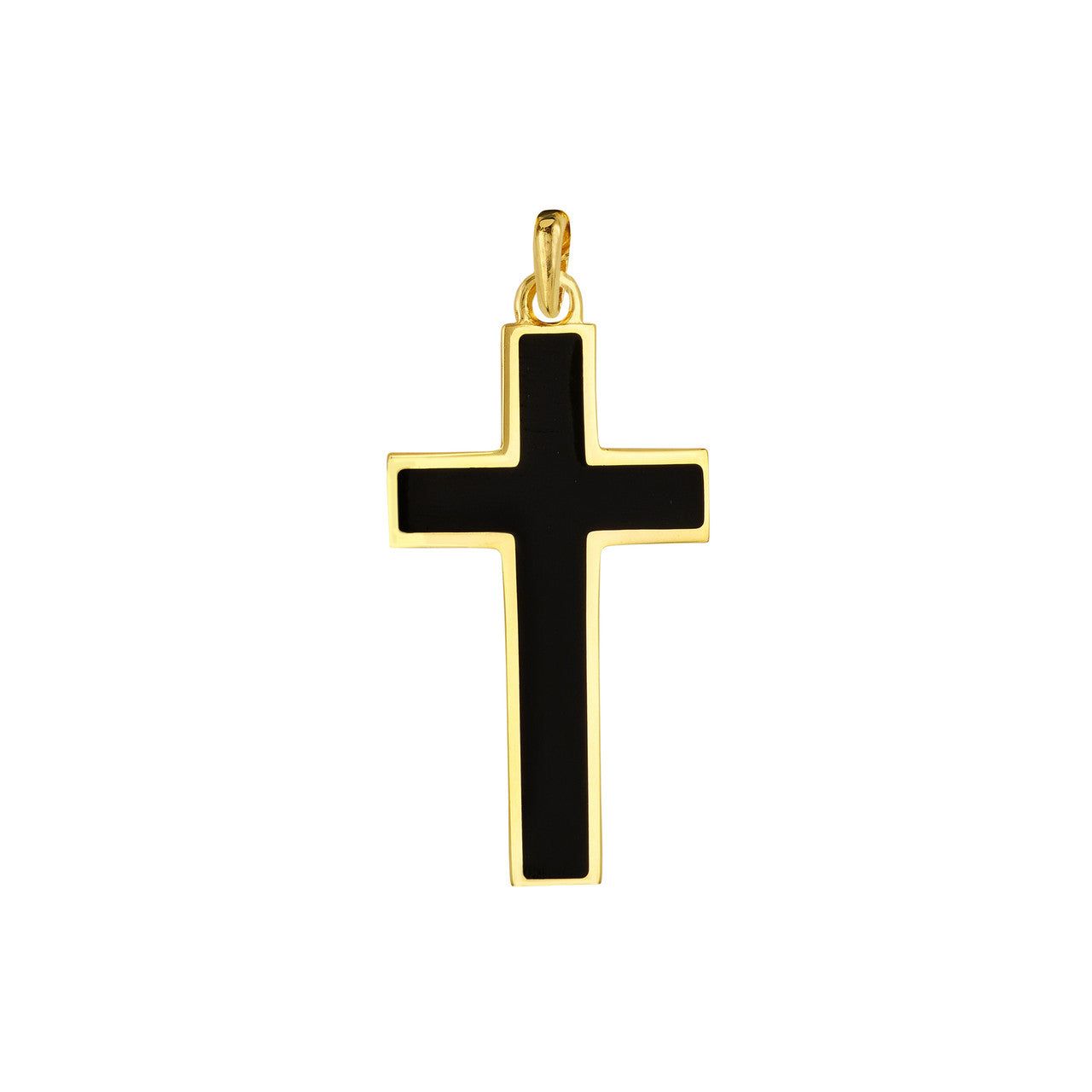 Men's 14kt Gold Black Enamel Cross Pendant