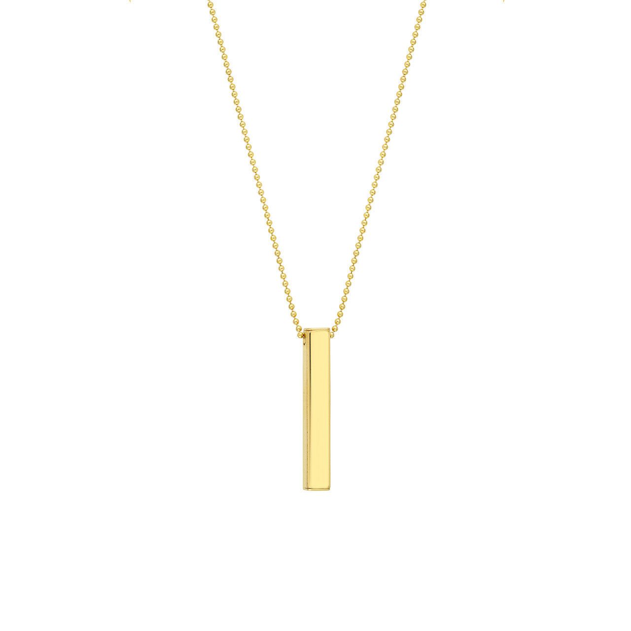 Men's 14kt Gold Engravable 3D Bar Necklace