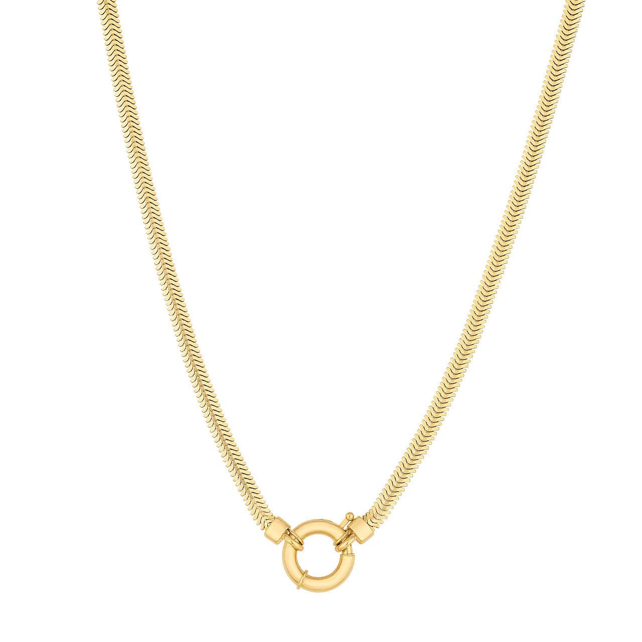 14kt Gold Fancy Lock Snake Diamond Cut Necklace