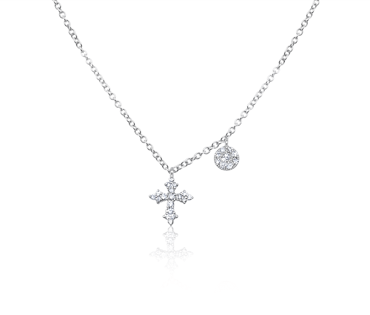 Meira T 14kt Gold 0.12 CTW Dainty Diamond Cross Charm Necklace