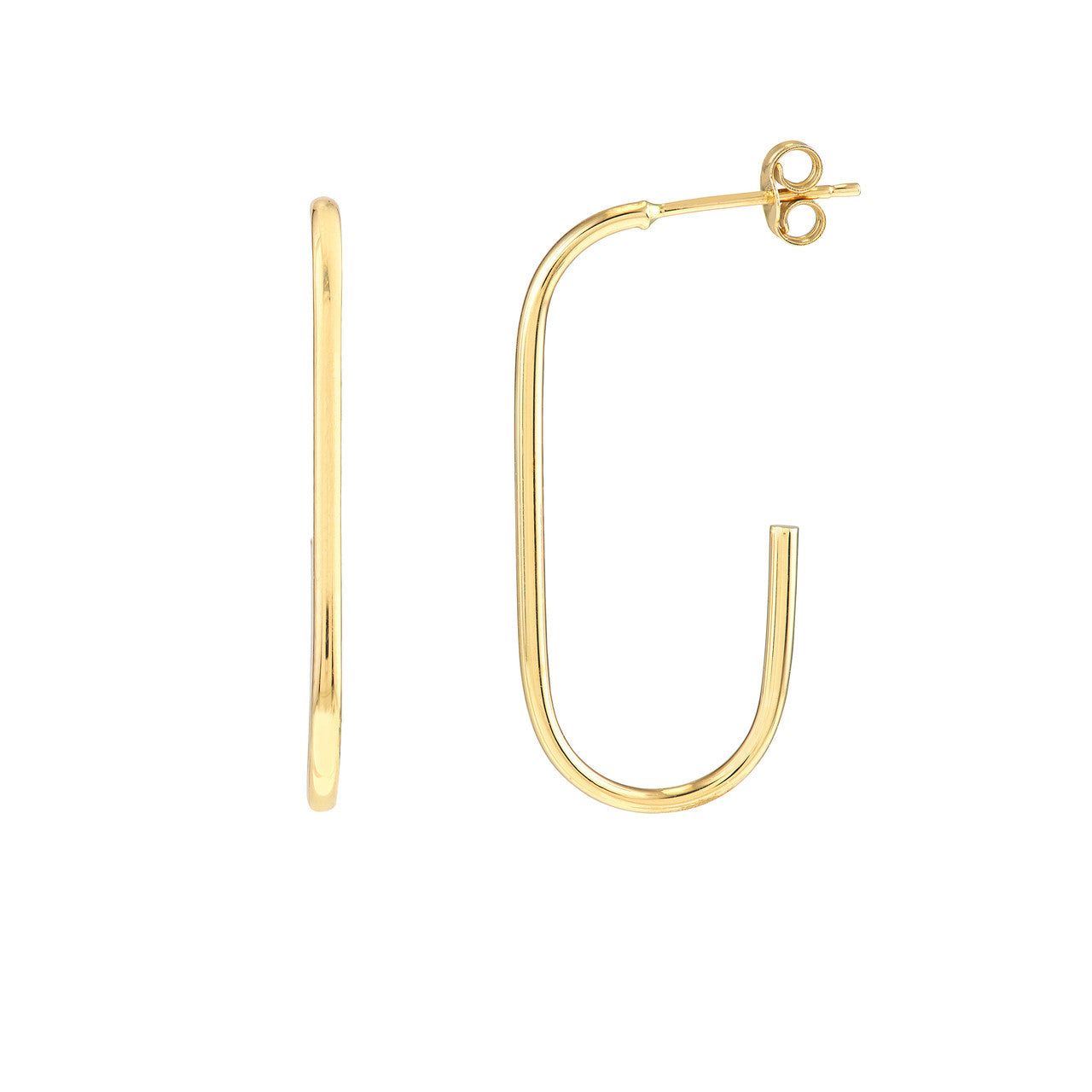 14kt Yellow Gold Open Paper Clip Hoop Earrings