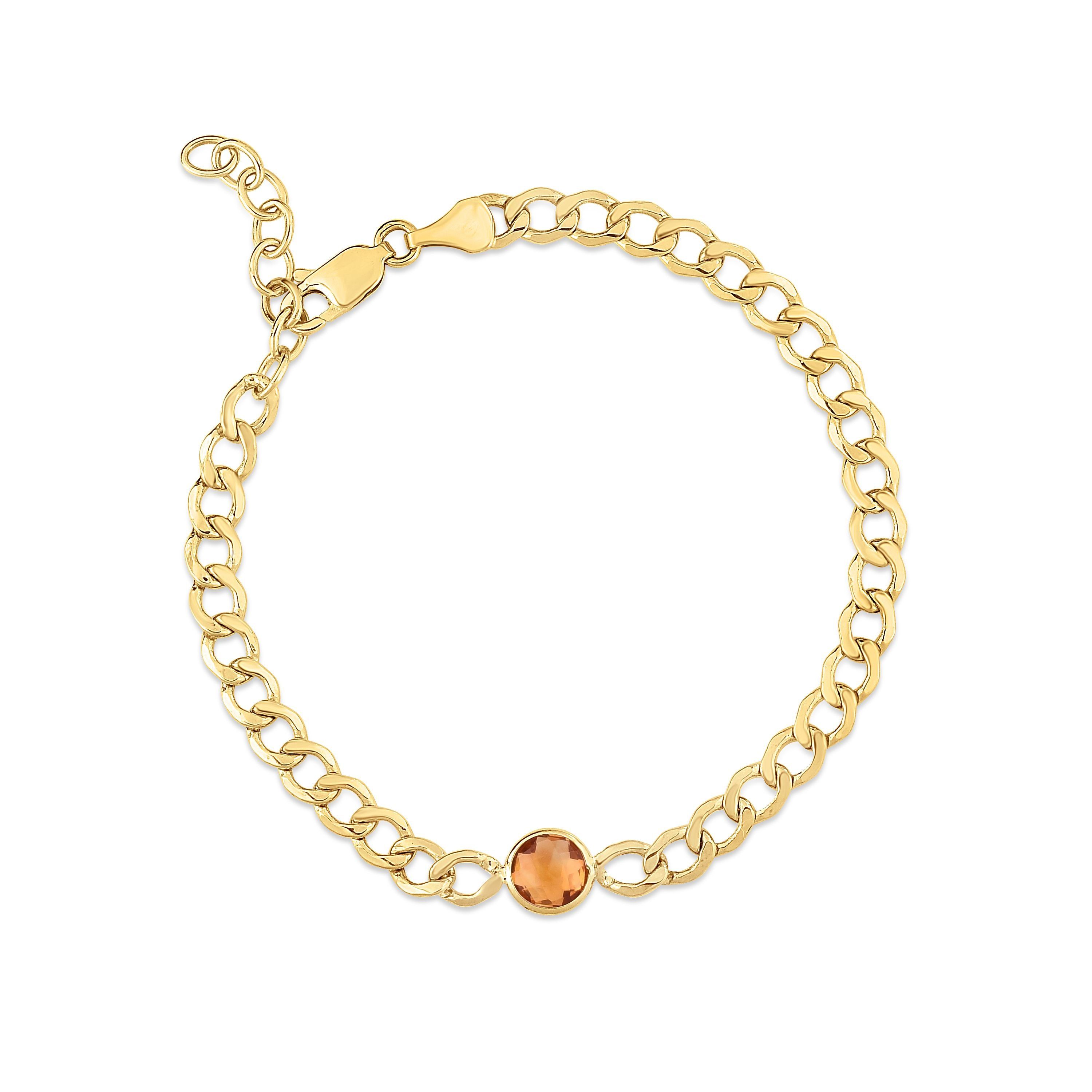 14kt Yellow Gold Citrine Curb Chain Bracelet