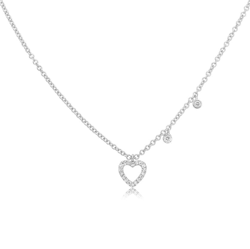 Meira T 14kt Gold 0.07 CTW Dainty White Gold Heart Necklace