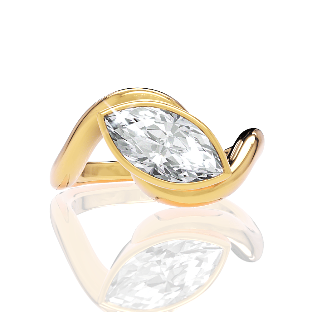The Iris Marquise Cut 18kt Yellow Gold Bezel-Set Solitaire Engagement Ring