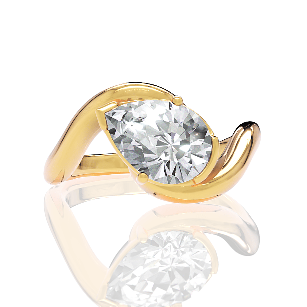 The Amaya Pear Cut 18kt Yellow Gold Bezel-Set Solitaire Engagement Ring