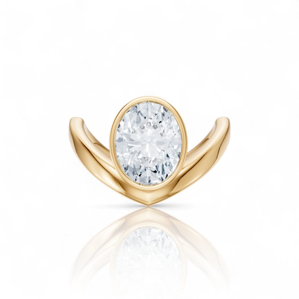 The Lunelle Oval Cut 18kt Yellow Gold Bezel-Set Solitaire Engagement Ring