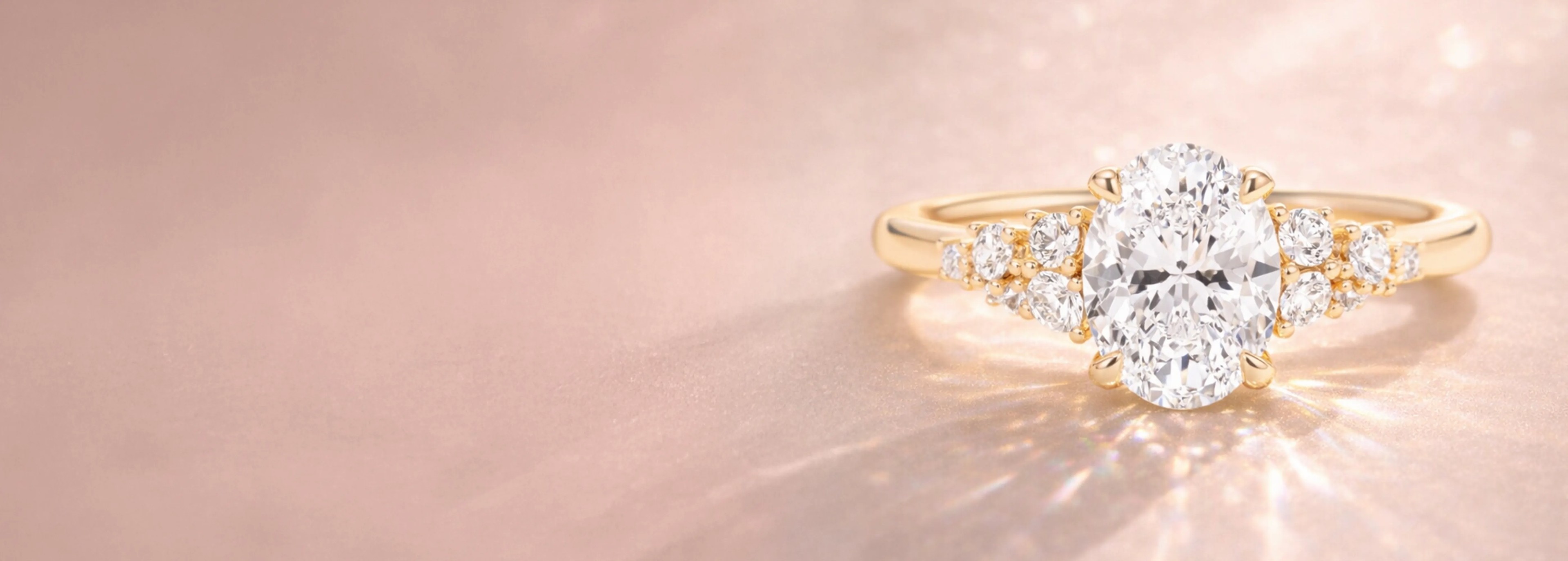 Diamond Oval Engagement Ring with SideStones