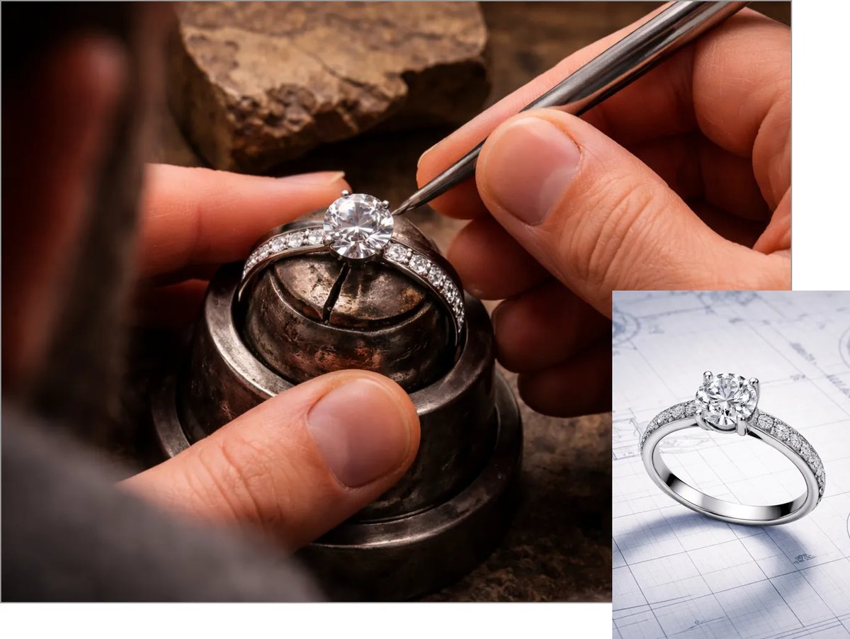 Handcrafting diamond engagement rings