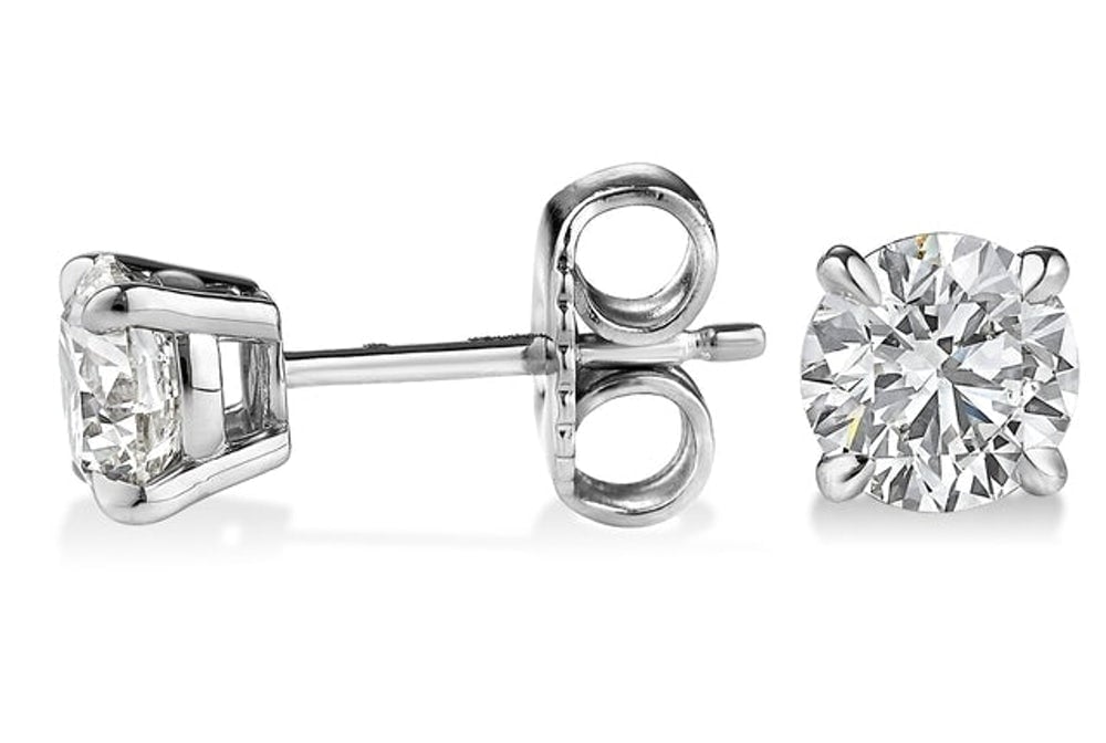 Ritani Round Cut Four-Prong Lab Diamond Stud Earrings