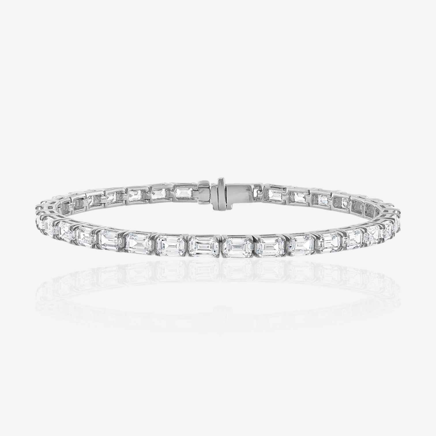 Lab Grown Emerald Cut East-West Prong-Set Diamond Tennis Bracelet
