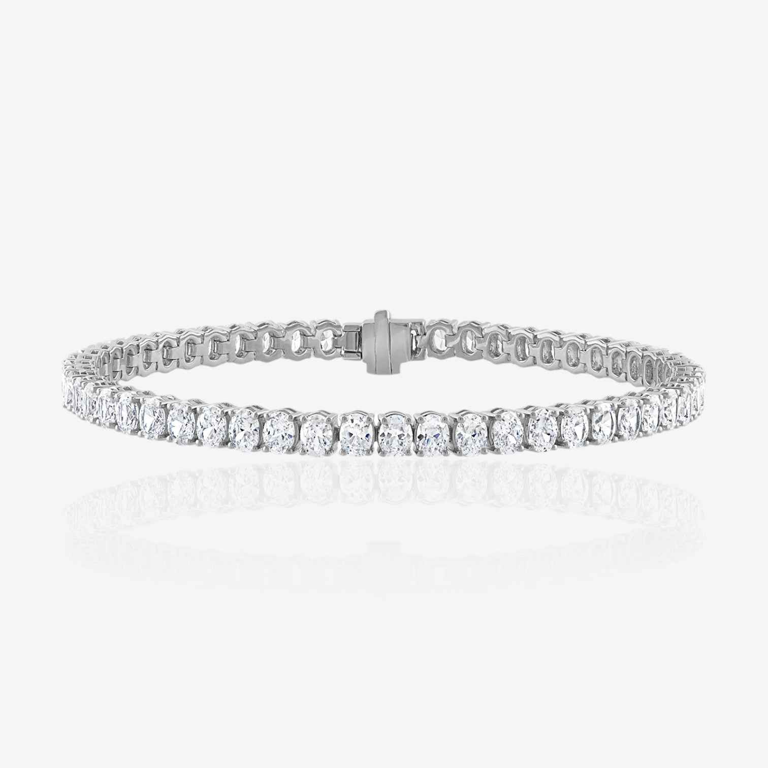 Lab Grown Oval Cut Prong-Set Diamond Tennis Bracelet