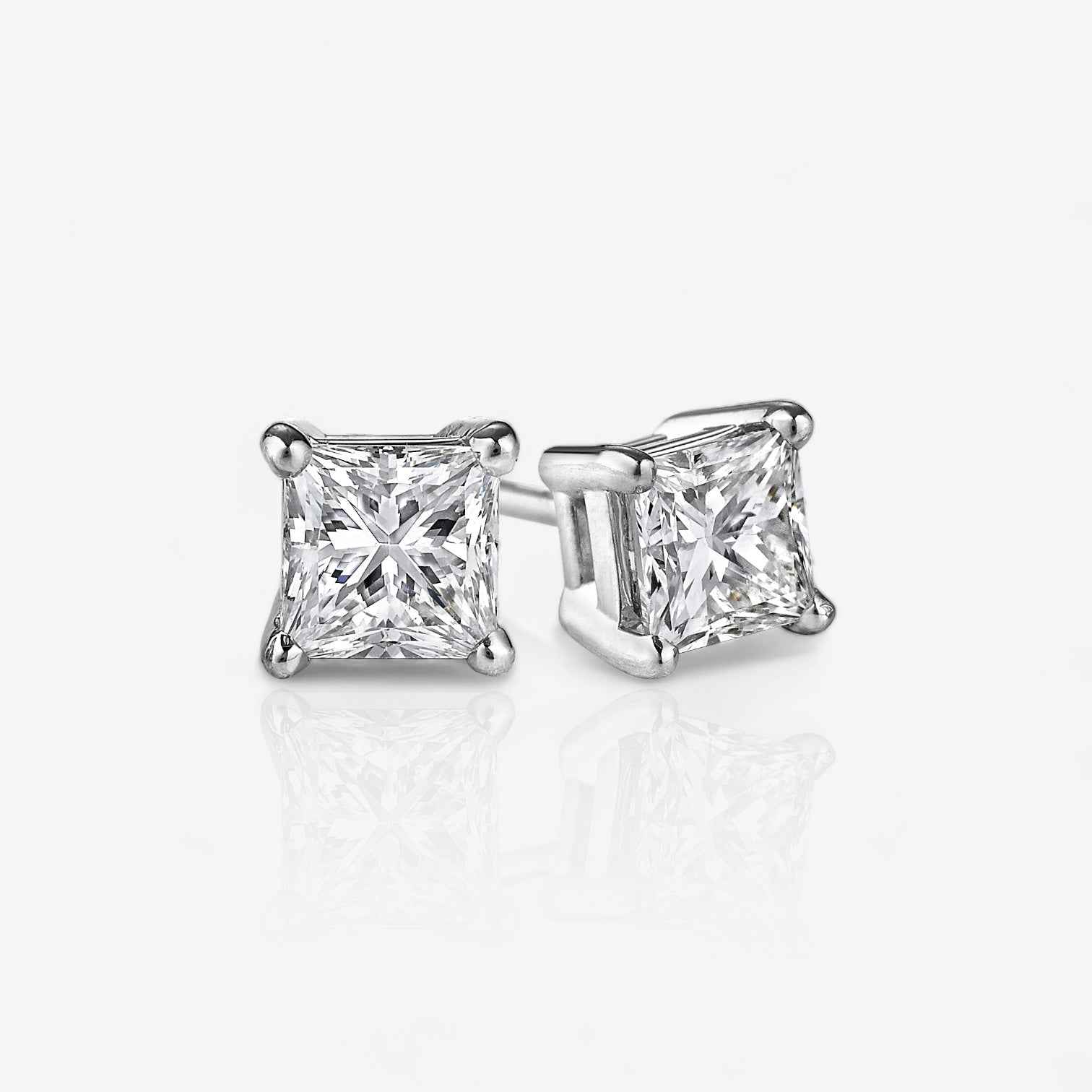 Lab Grown Princess Cut Diamond Stud Earrings