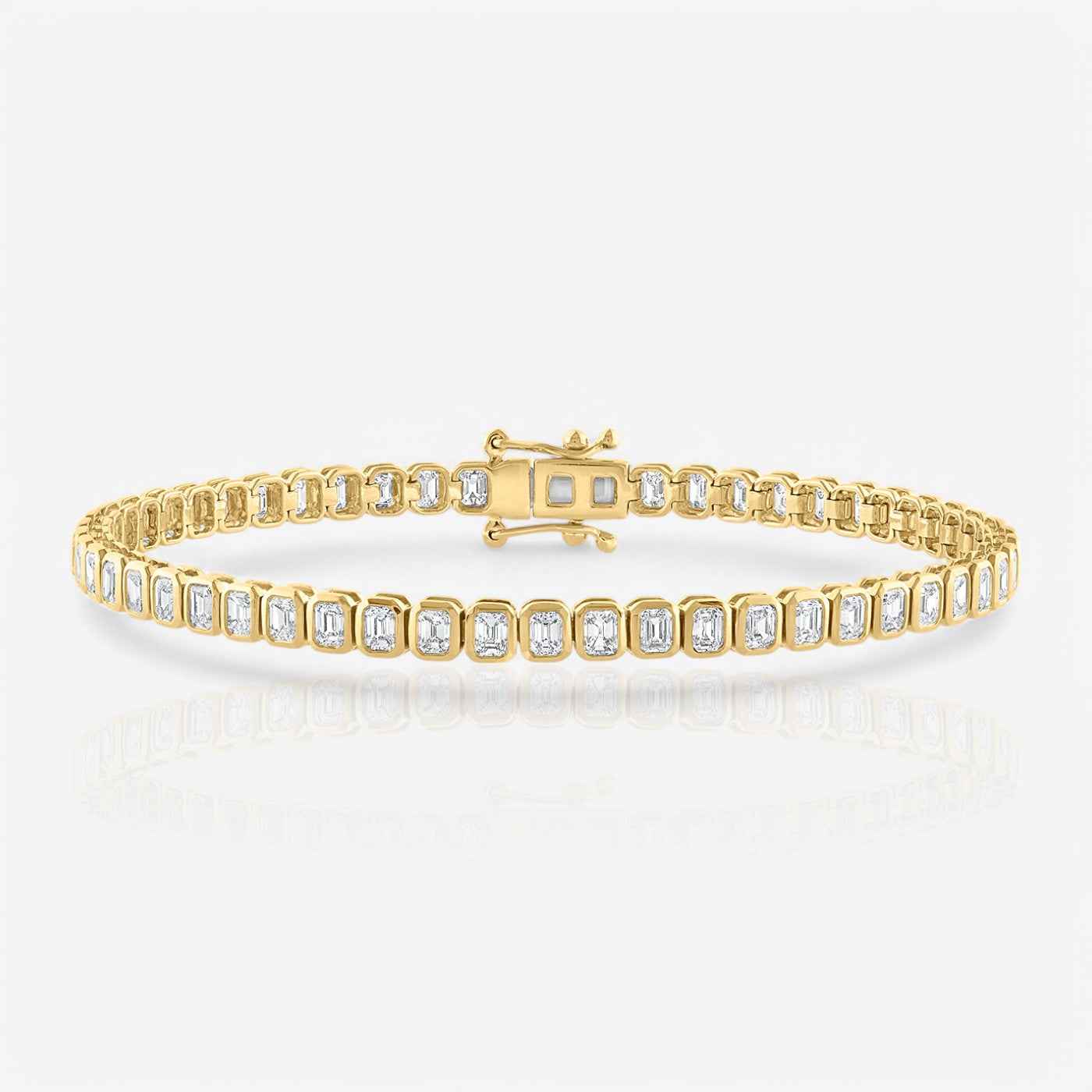 Lab Grown Emerald Bezel-Set Diamond Tennis Bracelet