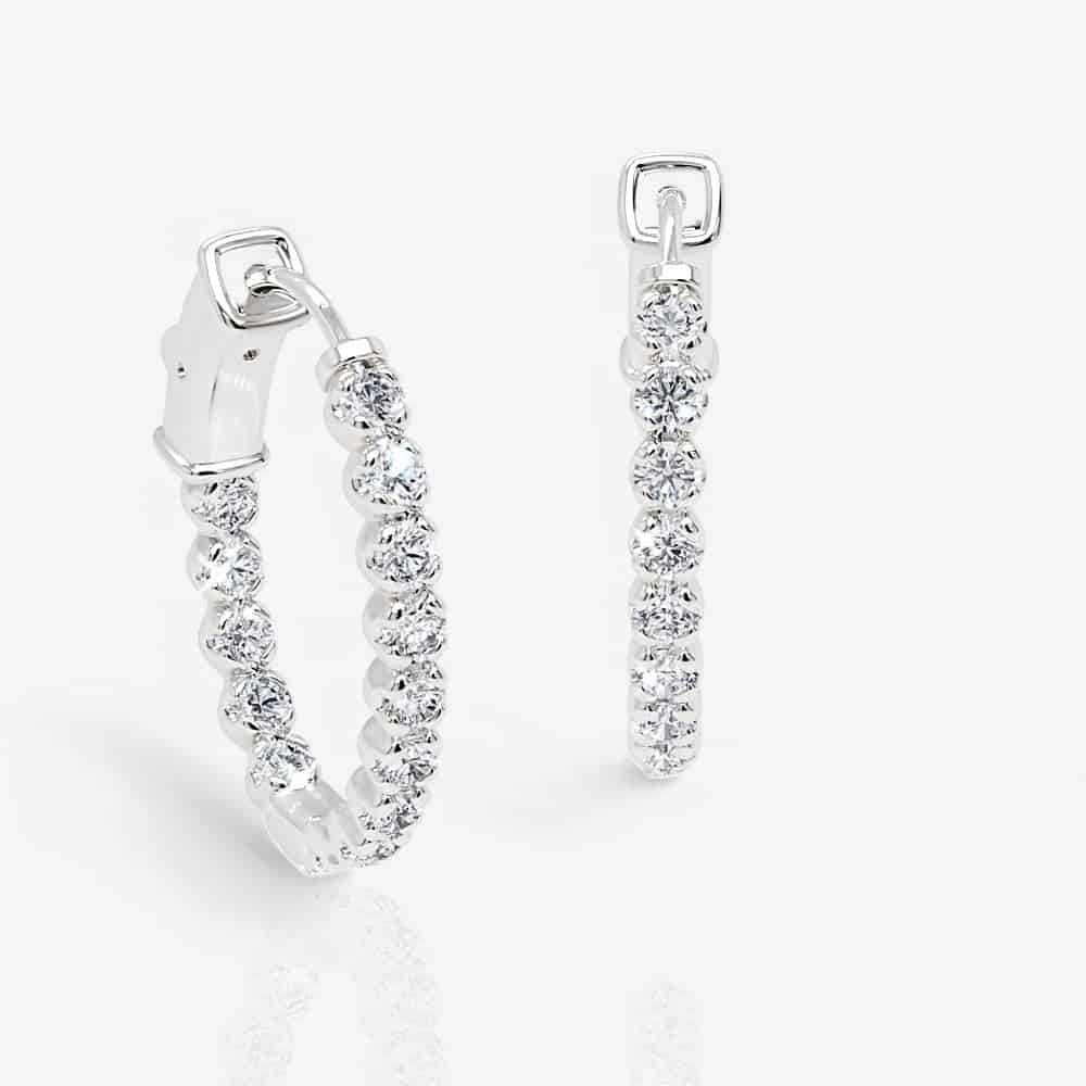 Oval-Shaped Diamond Eternity Hoop Earrings, 1.0 Inch
