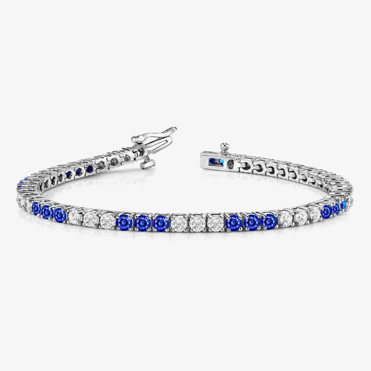 Alternating Sapphire & Diamond Tennis Bracelet