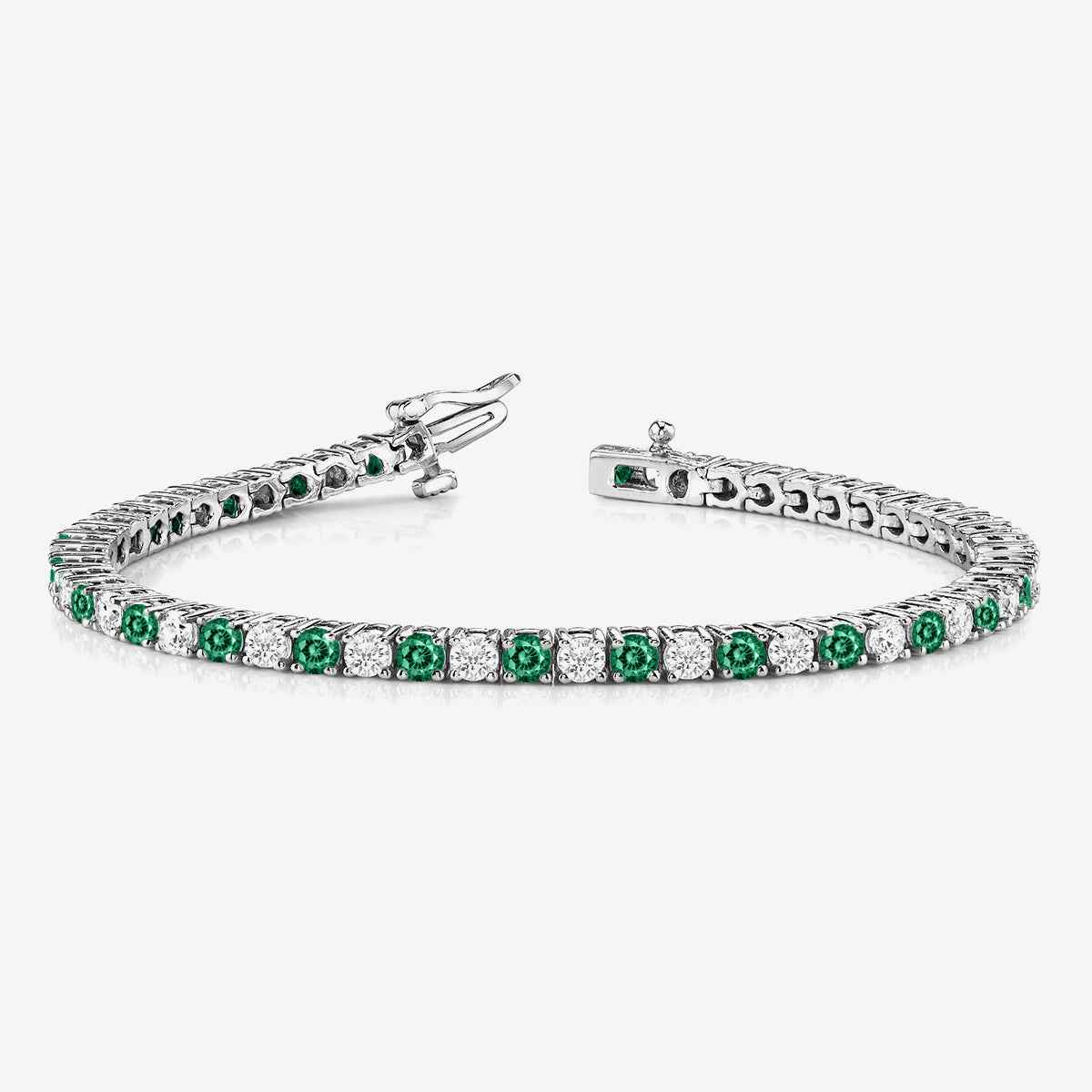 Alternating Emerald & Diamond Tennis Bracelet