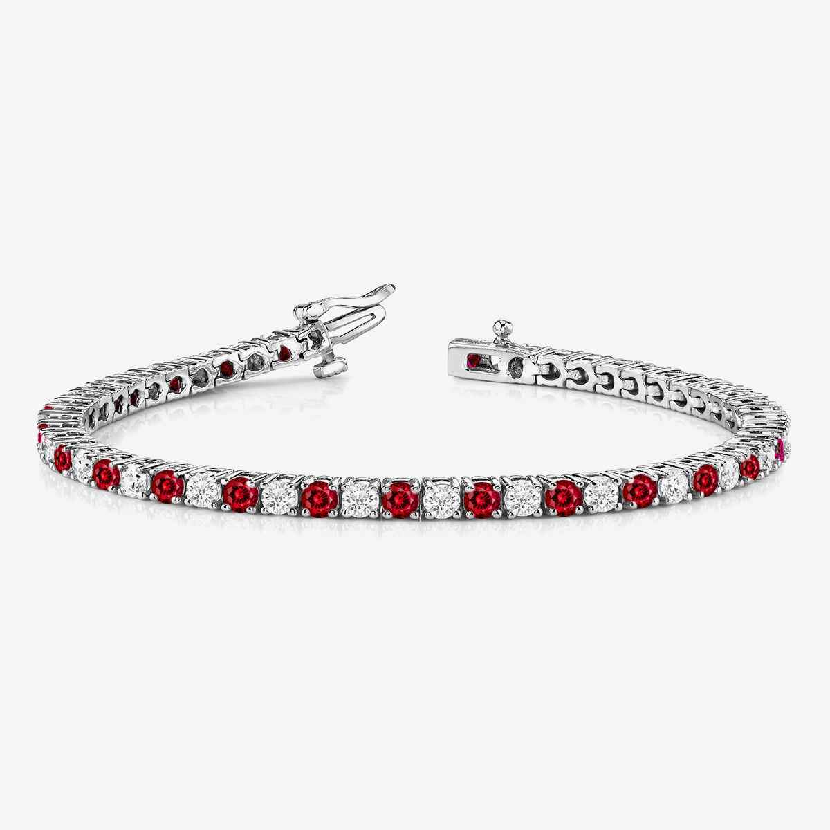 Alternating Ruby & Diamond Tennis Bracelet