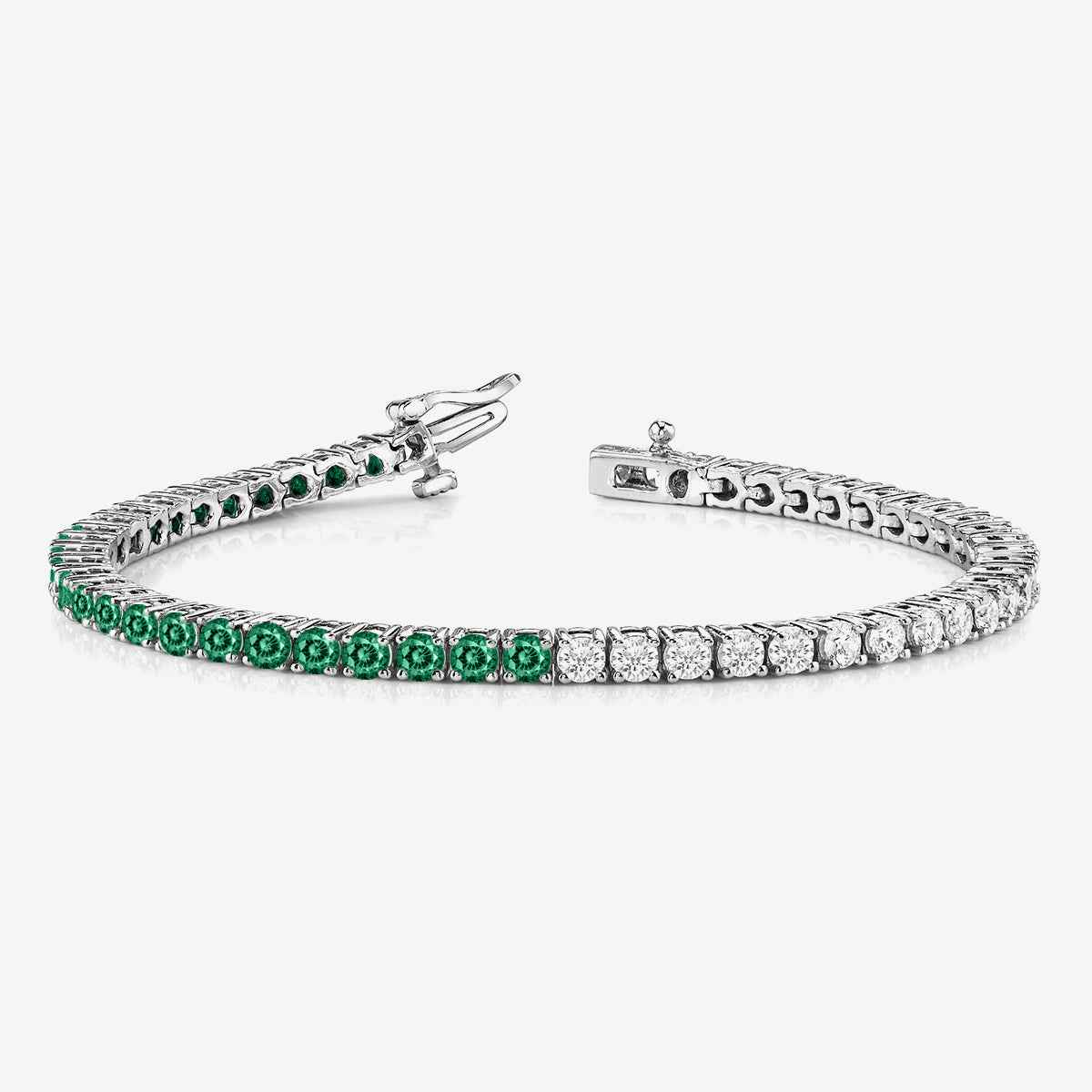 Half & Half Emerald & Diamond Tennis Bracelet