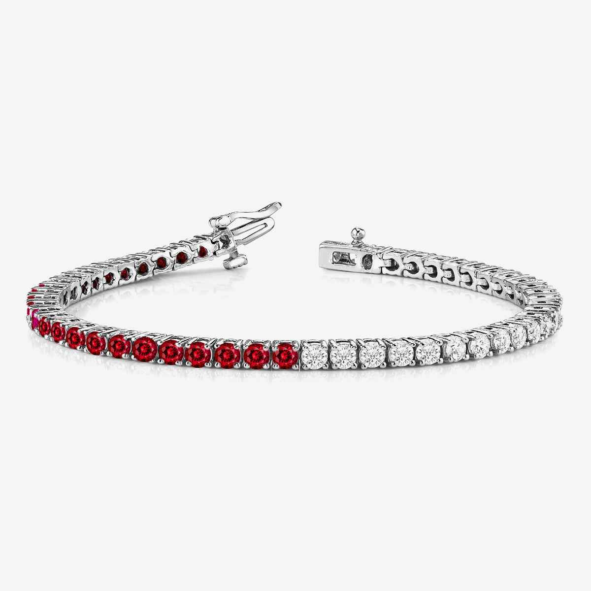 Half & Half Ruby & Lab Grown Diamond Tennis Bracelet