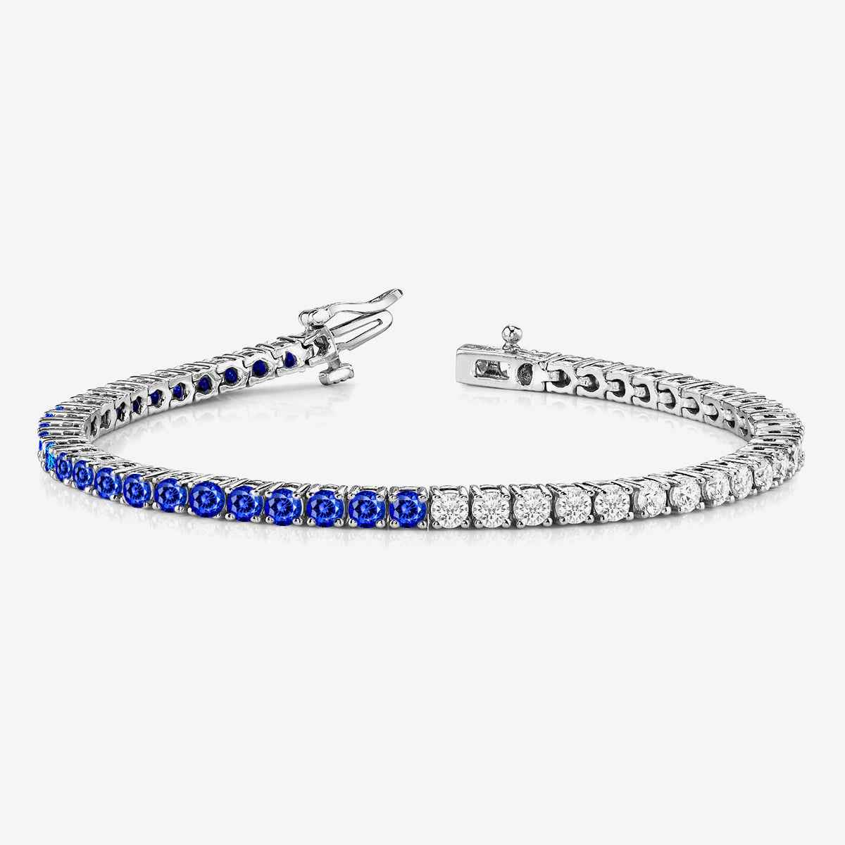 Half & Half Sapphire & Lab Grown Diamond Tennis Bracelet