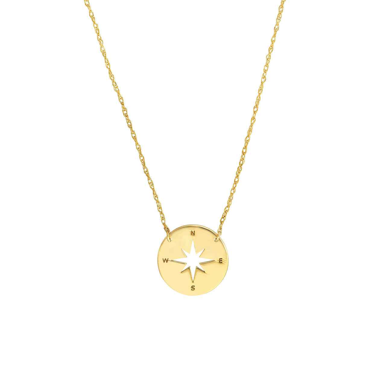 14kt Gold Mini Compass Adjustable Necklace