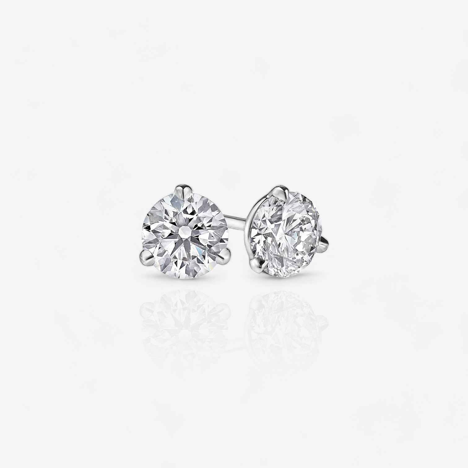 18kt Gold Three-Prong Martini Lab Diamond Stud Earrings