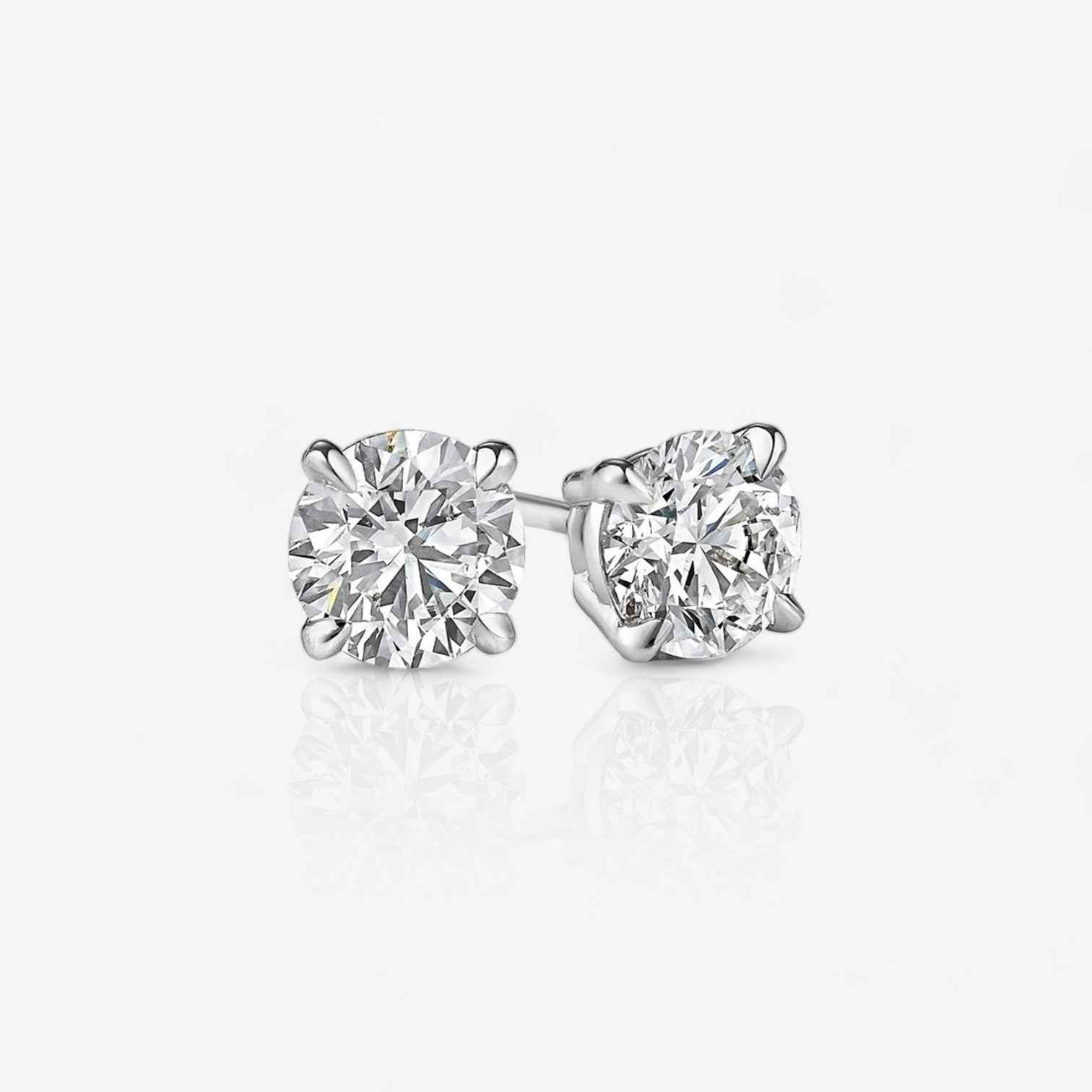 Lab Grown Round Four-Prong Diamond Stud Earrings