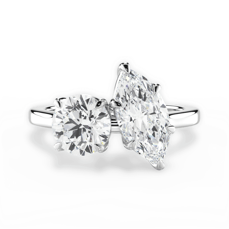Two Stone Round Lab Diamond Engagement Ring / 2.51 Carat Marquise Diamond