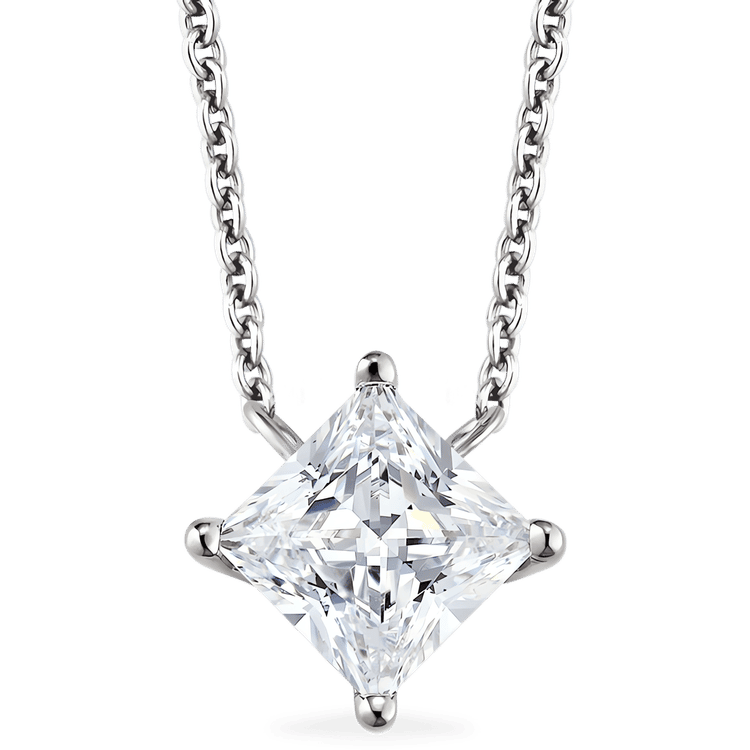 Princess Cut Four-Prong Solitaire Lab Diamond Pendant