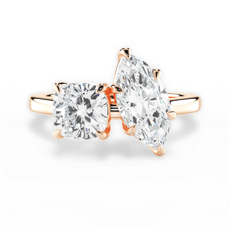 Two Stone Cushion Lab Diamond Engagement Ring / 2.51 Carat Marquise Diamond