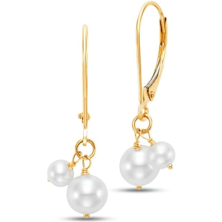 14kt Gold Freshwater Pearl Cluster Drop Earrings