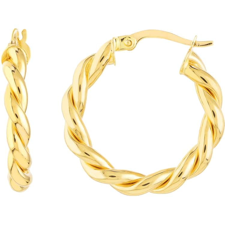 14kt Gold 15mm Braided Hoop Earrings