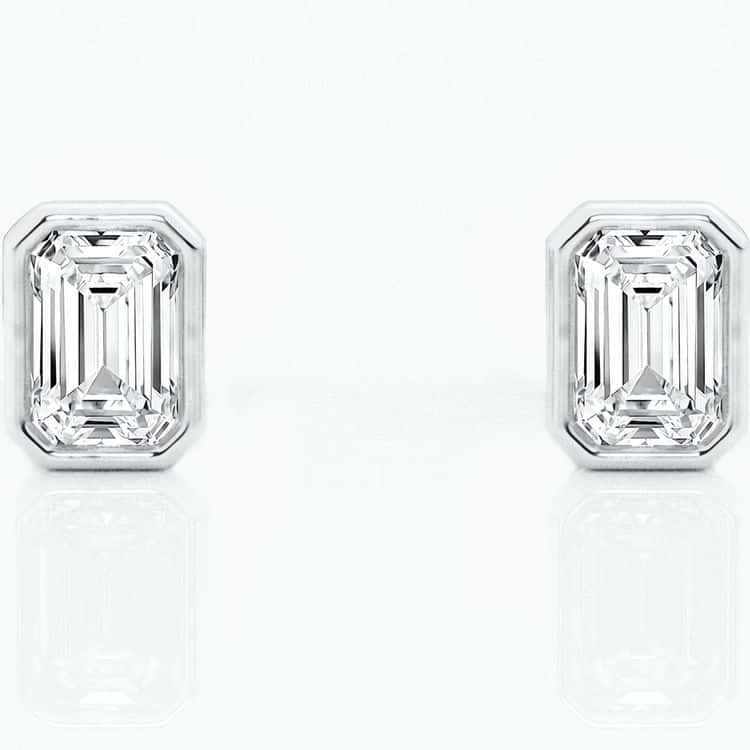 0.50 CTW Emerald Lab Diamond Bezel Set Solitaire Stud Earrings