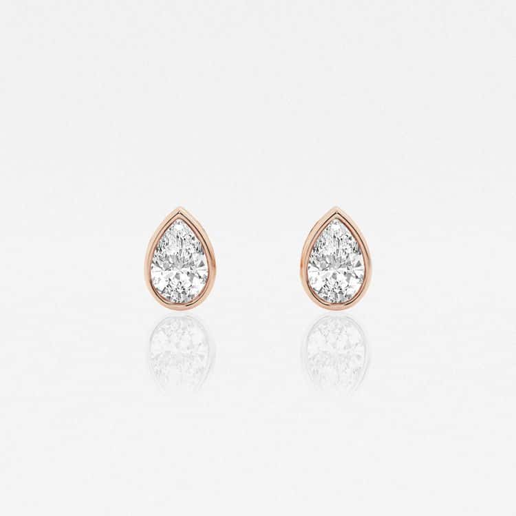 0.50 CTW Pear Lab Diamond Bezel Set Solitaire Stud Earrings