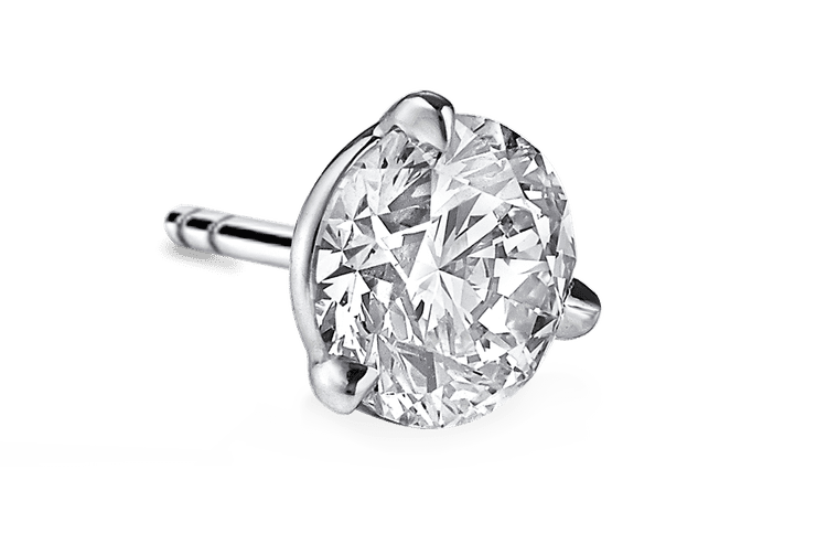 Single Round Cut Three-prong Martini Lab Diamond Stud Earring