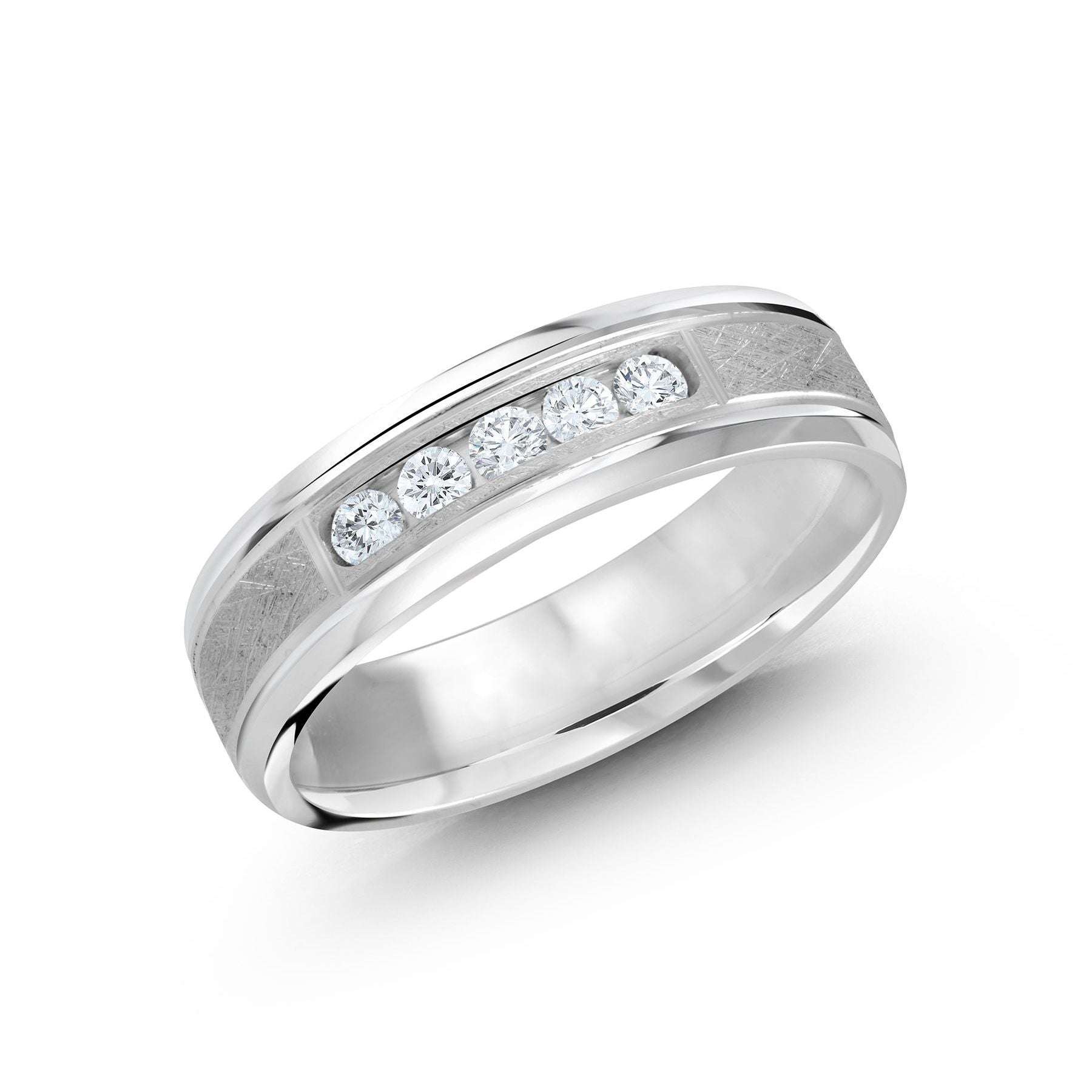 Men's 6mm 0.25 CTW Scratch-finish Channel-set Diamond Wedding Ring