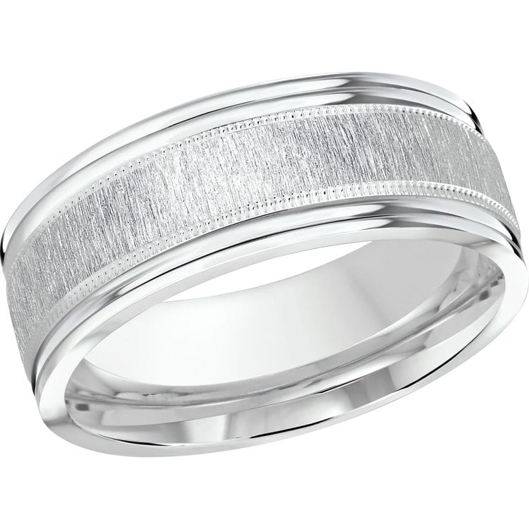 Men's 8mm Brushed-finish Milgrain Wedding Ring