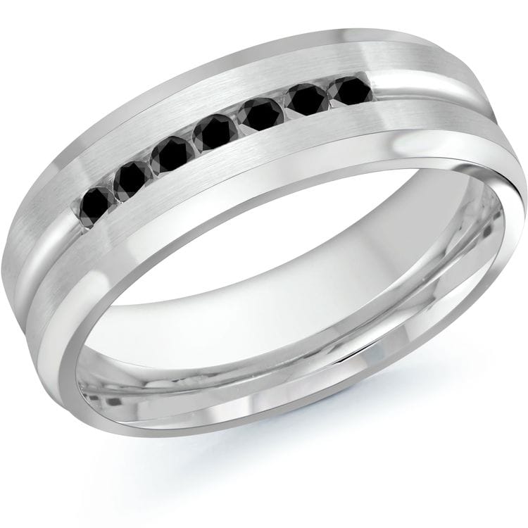 Men's 7mm 0.54 CTW Seven-Stone Black Diamond Wedding Ring