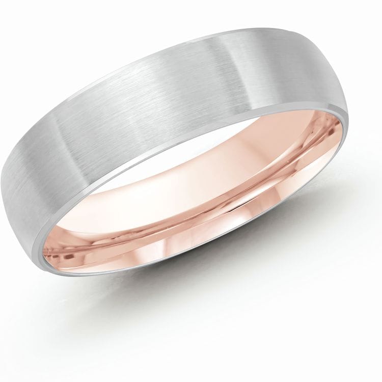 Men's 6mm Two-tone Satin-finish Comfort-fit Wedding Ring