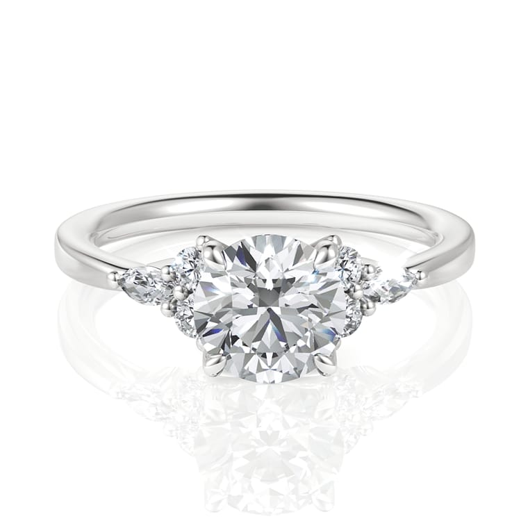 The Anastasia Round Cut Platinum Sidestone Diamond Engagement Ring
