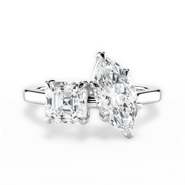 Two Stone Asscher Diamond Engagement Ring