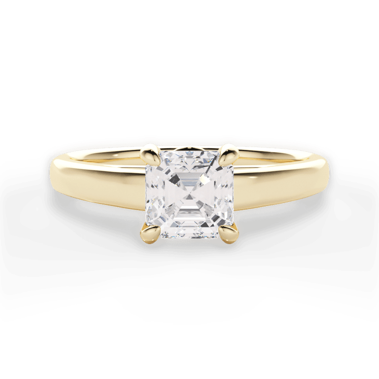 The Samira Asscher Cut 18kt Yellow Gold Solitaire Cathedral Engagement Ring with Surprise Diamonds