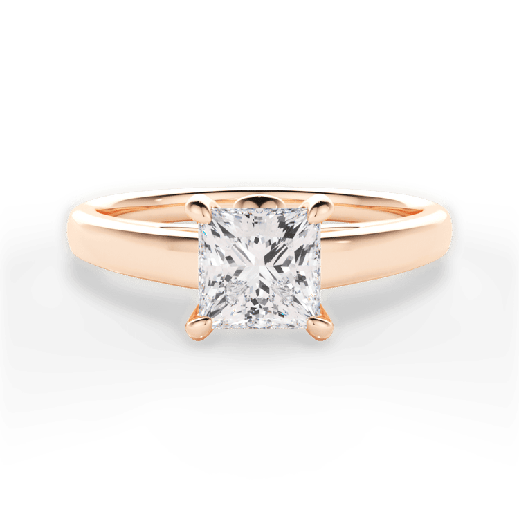 The Samira Princess Shaped 18kt Rose Gold Solitaire Cathedral Engagement Ring with Surprise Diamonds