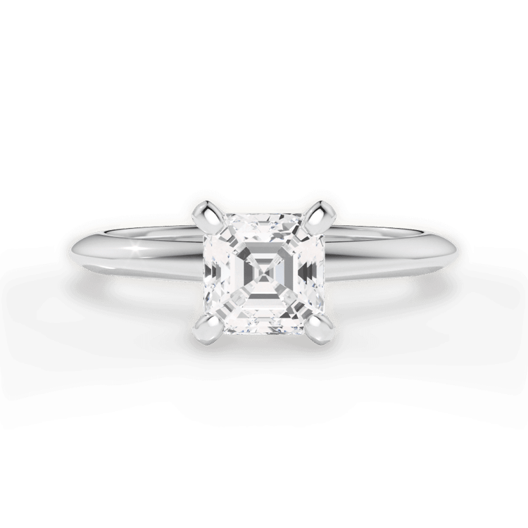 Solitaire Knife-Edge Engagement Ring / 2.03 Carat Asscher Lab Diamond