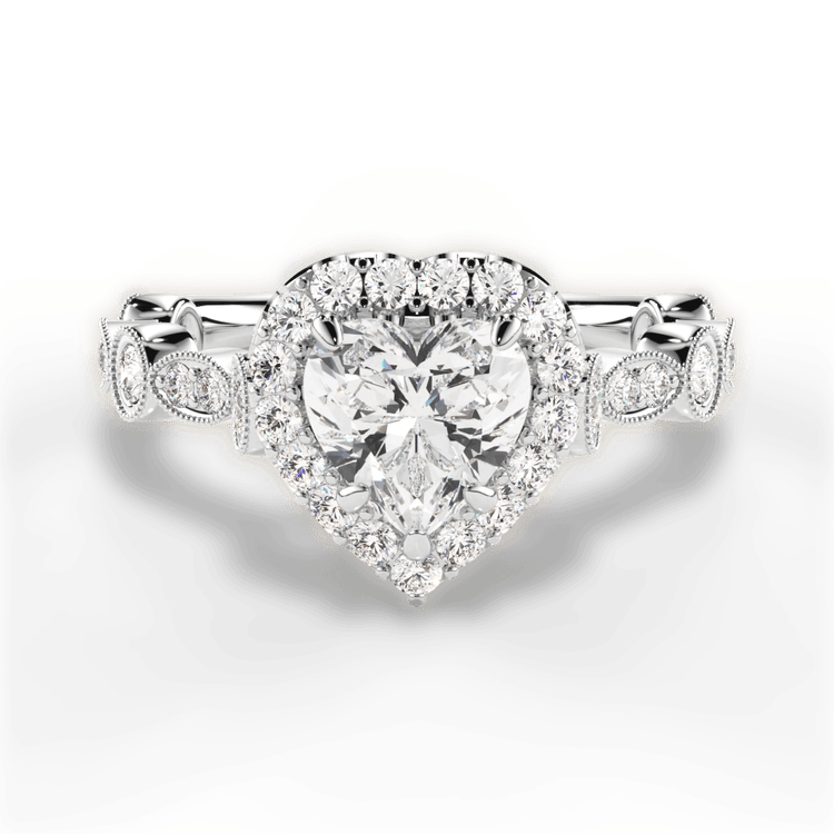 Round & Marquise Diamond Halo Engagement Ring