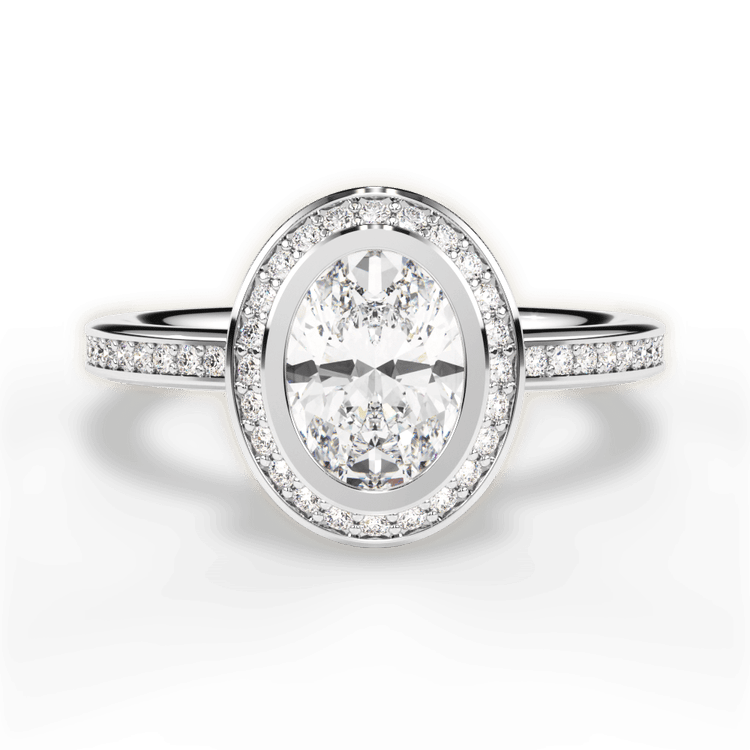 Round Vintage Halo Micropavé Diamond Band Engagement Ring
