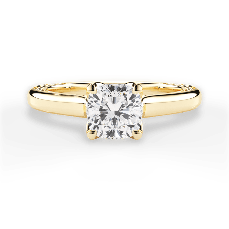 The Kenzie Solitaire / 6.04 Carat Cushion Yellow Diamond