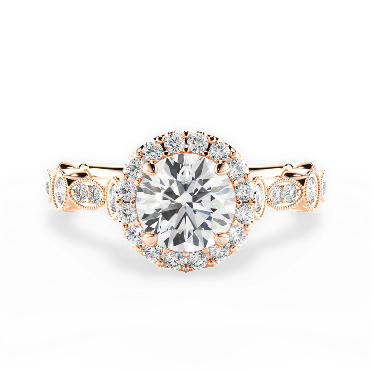 Round & Marquise Diamond Halo Engagement Ring